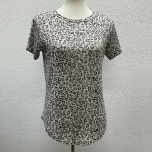 New Z Supply Small Top Black Beige Leopard Shirt Casual Crewneck Blouse